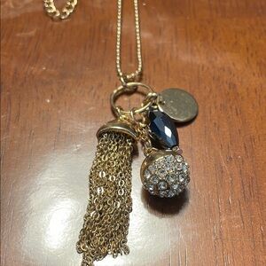 Very Long Gold and Black Pendant Necklace